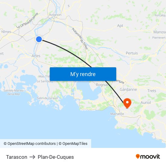 Tarascon to Plan-De-Cuques map