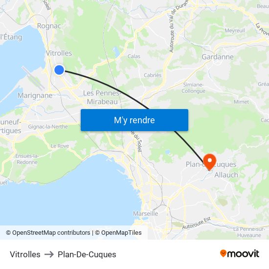 Vitrolles to Plan-De-Cuques map