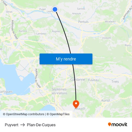 Puyvert to Plan-De-Cuques map