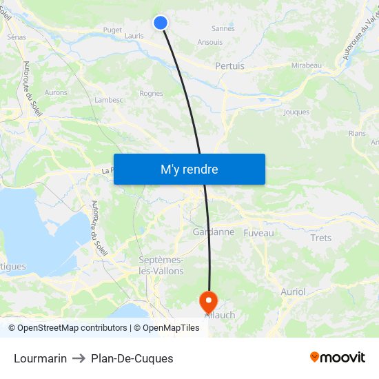 Lourmarin to Plan-De-Cuques map