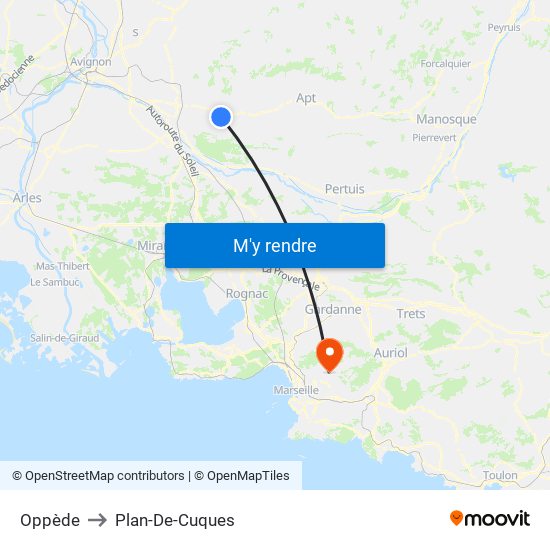Oppède to Plan-De-Cuques map