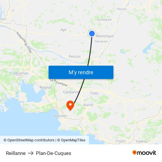 Reillanne to Plan-De-Cuques map