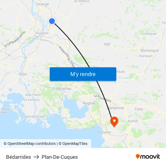 Bédarrides to Plan-De-Cuques map