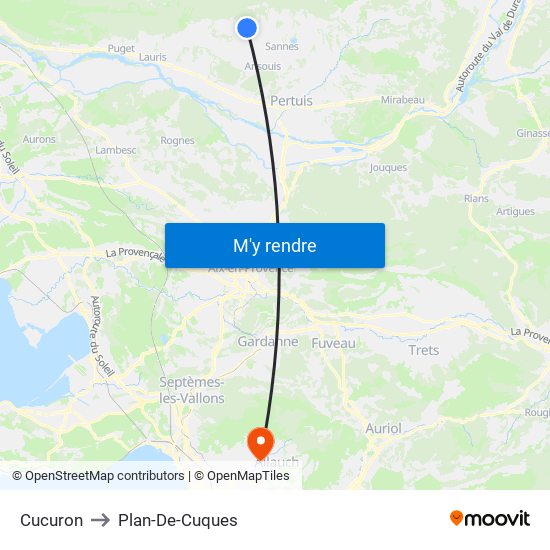 Cucuron to Plan-De-Cuques map