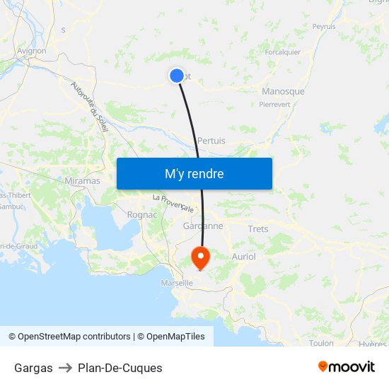 Gargas to Plan-De-Cuques map