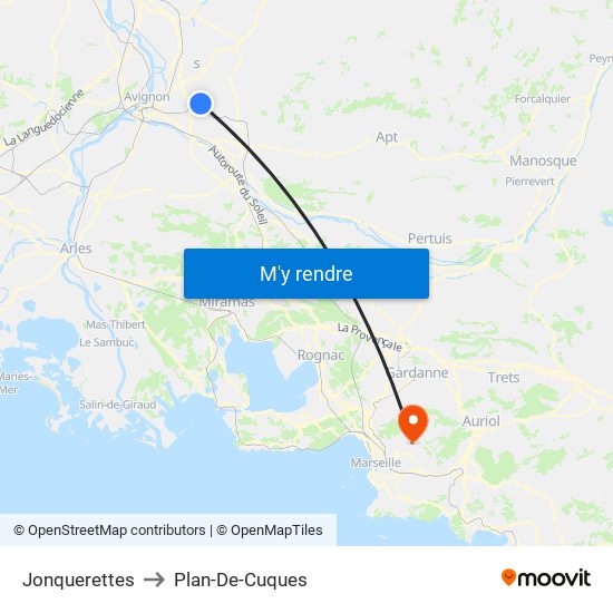 Jonquerettes to Plan-De-Cuques map