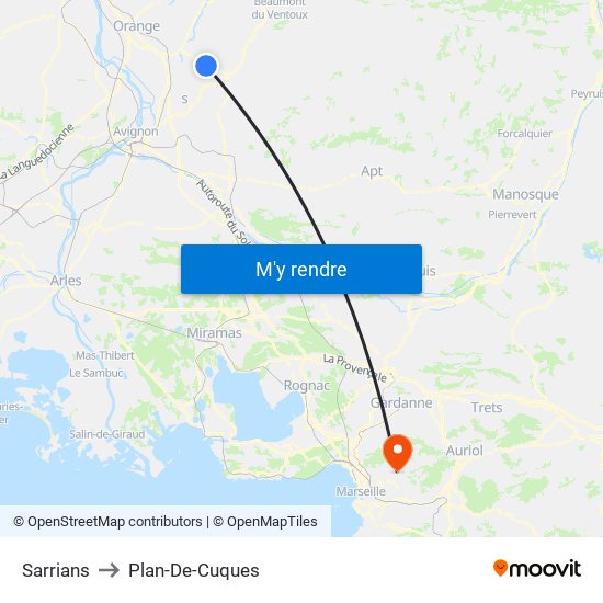 Sarrians to Plan-De-Cuques map