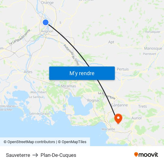 Sauveterre to Plan-De-Cuques map