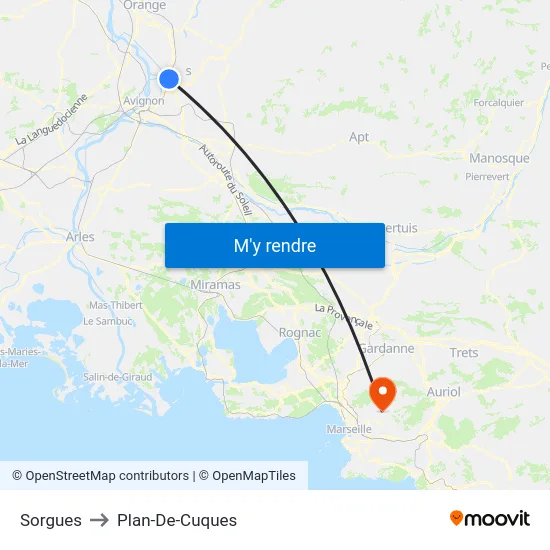 Sorgues to Plan-De-Cuques map