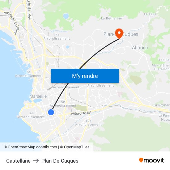 Castellane to Plan-De-Cuques map