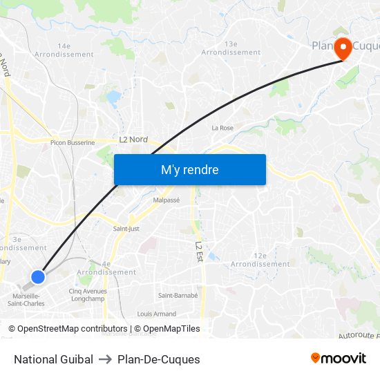 National Guibal to Plan-De-Cuques map