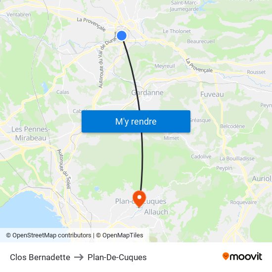 Clos Bernadette to Plan-De-Cuques map