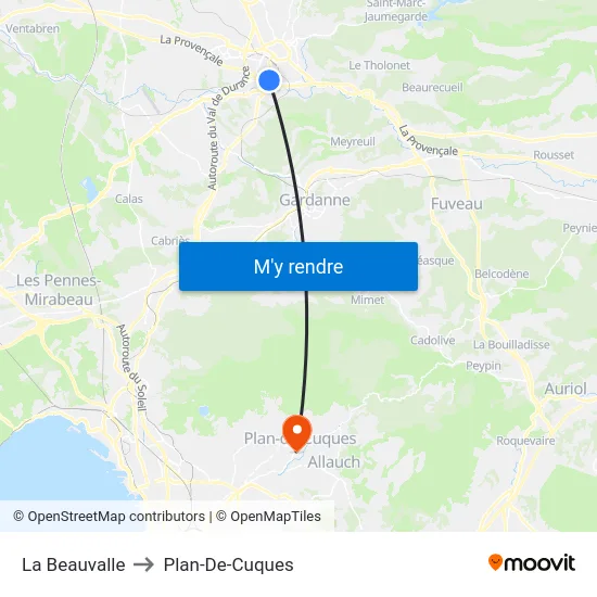 La Beauvalle to Plan-De-Cuques map