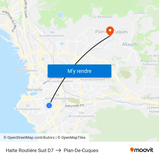 Halte Routière Sud D7 to Plan-De-Cuques map
