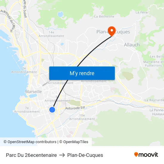 Parc Du 26ecentenaire to Plan-De-Cuques map