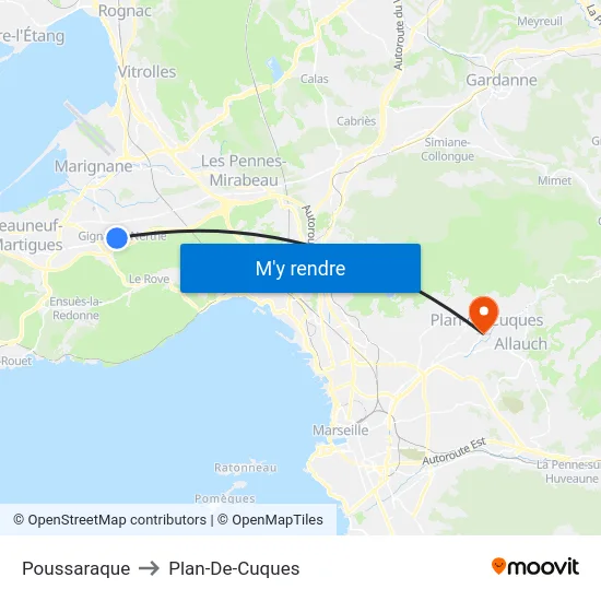 Poussaraque to Plan-De-Cuques map