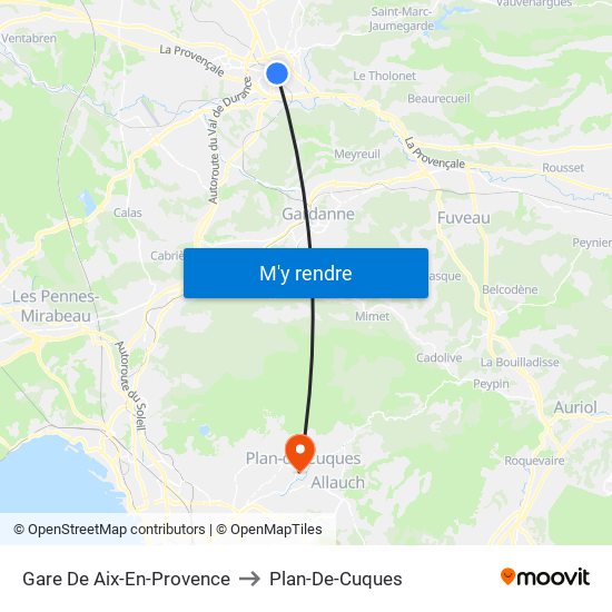 Gare De Aix-En-Provence to Plan-De-Cuques map