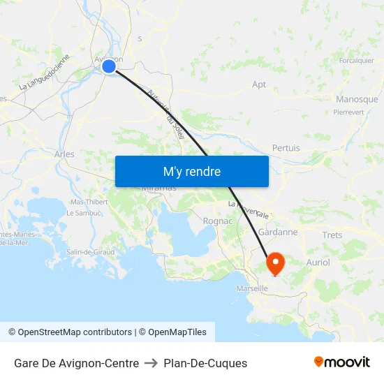 Gare De Avignon-Centre to Plan-De-Cuques map