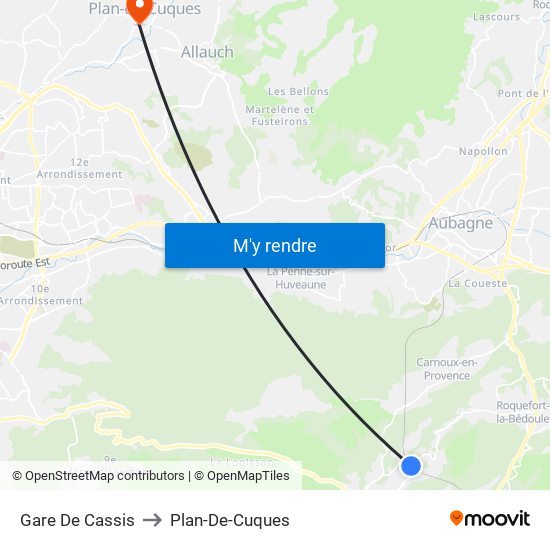 Gare De Cassis to Plan-De-Cuques map