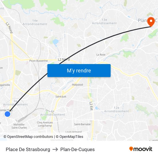 Place De Strasbourg to Plan-De-Cuques map