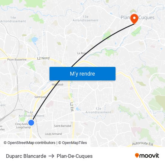 Duparc Blancarde to Plan-De-Cuques map