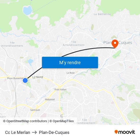 Cc Le Merlan to Plan-De-Cuques map