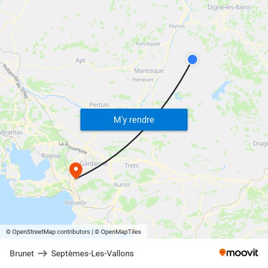 Brunet to Septèmes-Les-Vallons map