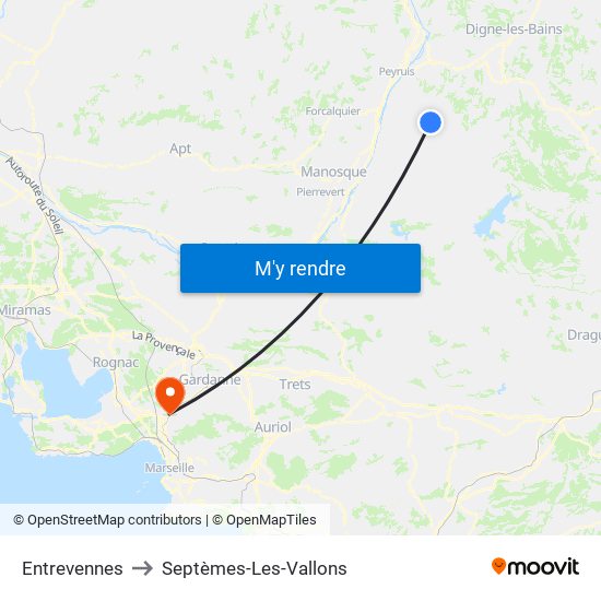 Entrevennes to Septèmes-Les-Vallons map