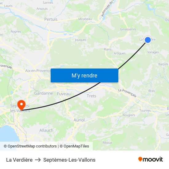 La Verdière to Septèmes-Les-Vallons map