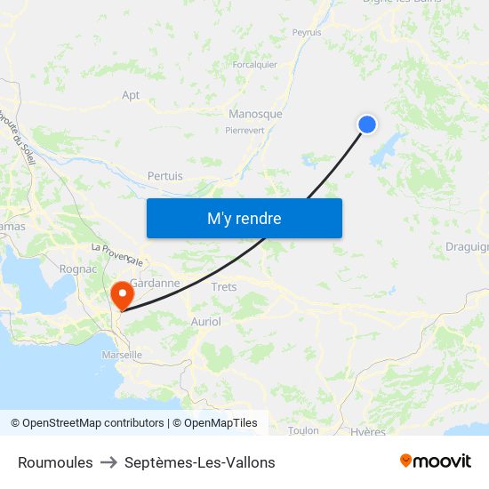 Roumoules to Septèmes-Les-Vallons map