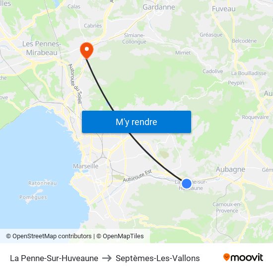 La Penne-Sur-Huveaune to Septèmes-Les-Vallons map