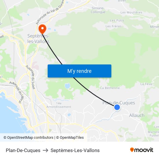 Plan-De-Cuques to Septèmes-Les-Vallons map