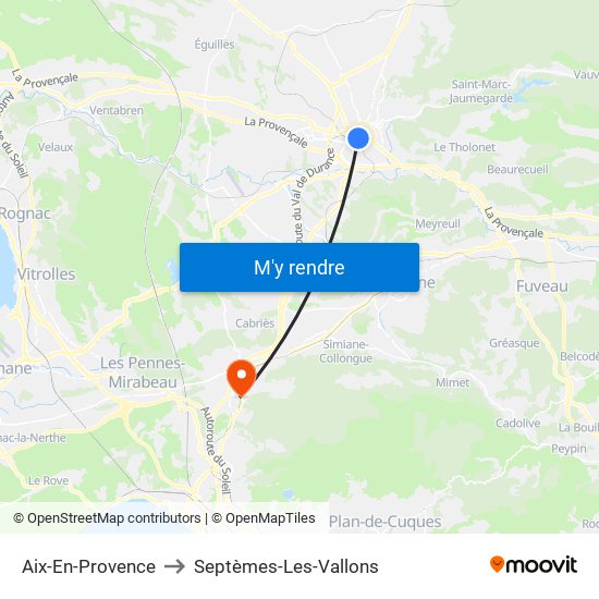 Aix-En-Provence to Septèmes-Les-Vallons map