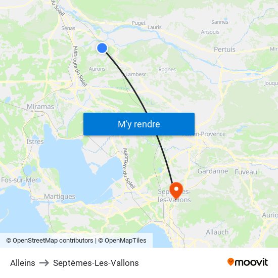 Alleins to Septèmes-Les-Vallons map
