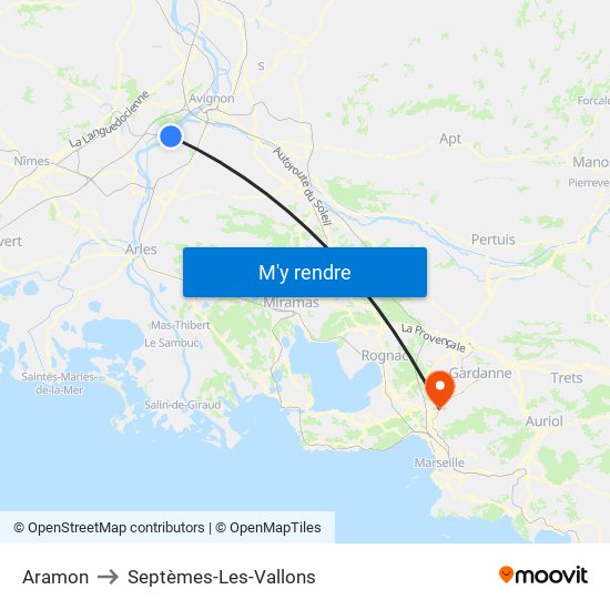 Aramon to Septèmes-Les-Vallons map