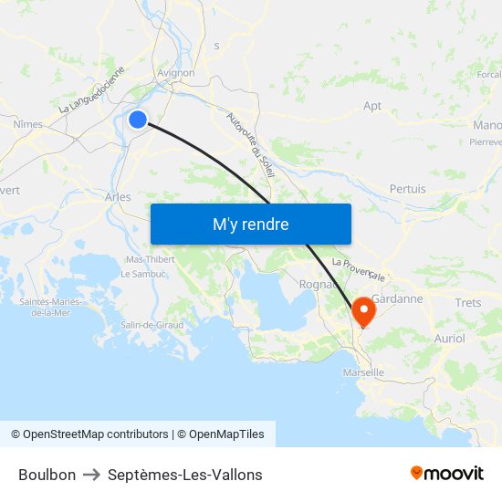 Boulbon to Septèmes-Les-Vallons map