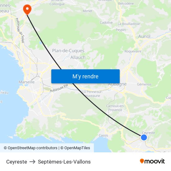 Ceyreste to Septèmes-Les-Vallons map