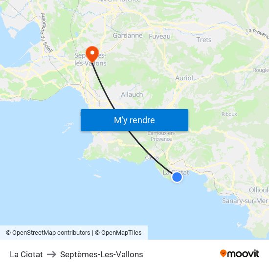 La Ciotat to Septèmes-Les-Vallons map