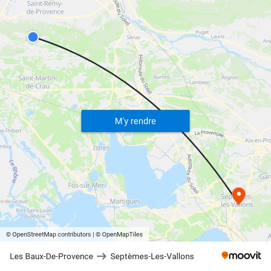 Les Baux-De-Provence to Septèmes-Les-Vallons map
