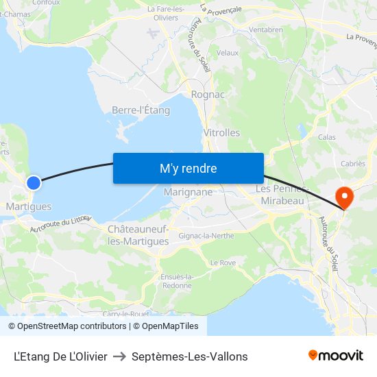 L'Etang De L'Olivier to Septèmes-Les-Vallons map