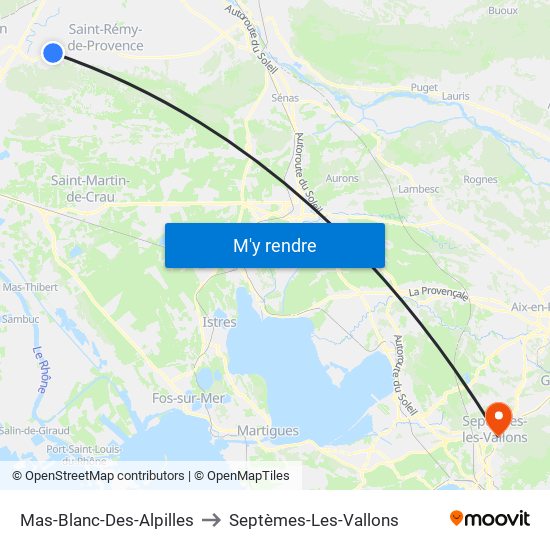 Mas-Blanc-Des-Alpilles to Septèmes-Les-Vallons map