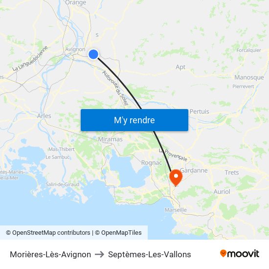 Morières-Lès-Avignon to Septèmes-Les-Vallons map