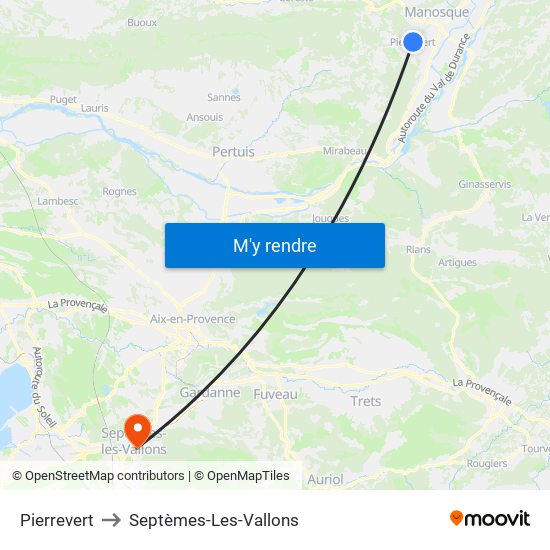 Pierrevert to Septèmes-Les-Vallons map