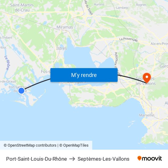 Port-Saint-Louis-Du-Rhône to Septèmes-Les-Vallons map