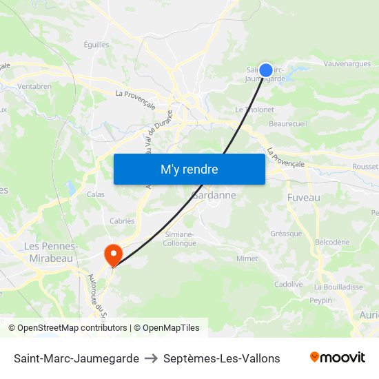 Saint-Marc-Jaumegarde to Septèmes-Les-Vallons map