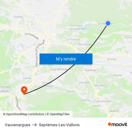 Vauvenargues to Septèmes-Les-Vallons map