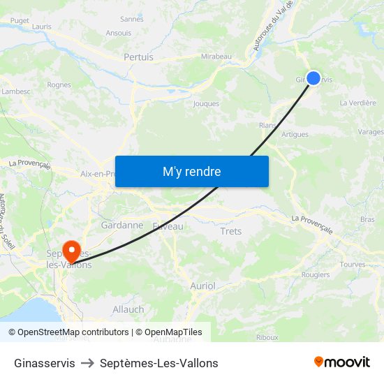 Ginasservis to Septèmes-Les-Vallons map