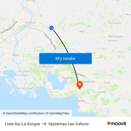 L'Isle-Sur-La-Sorgue to Septèmes-Les-Vallons map