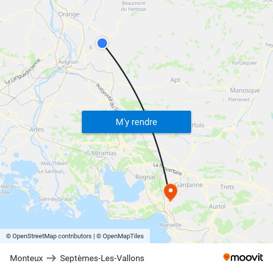 Monteux to Septèmes-Les-Vallons map
