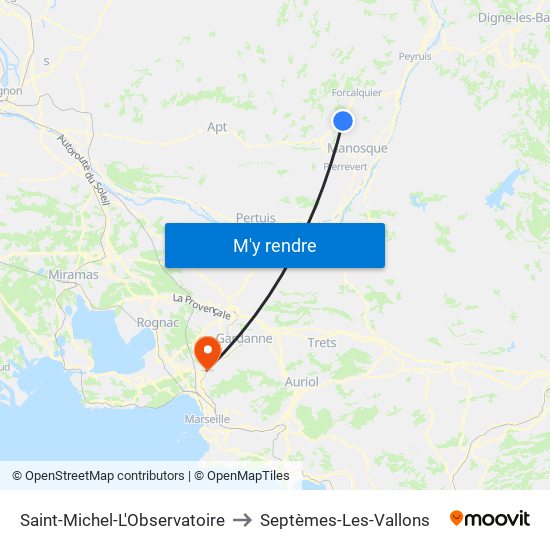 Saint-Michel-L'Observatoire to Septèmes-Les-Vallons map